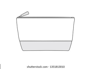 cosmetic bag, daily zip pouch vector illustration sketch template