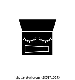 Cosmetic bag with eyelashes and cream icon cosmetics set