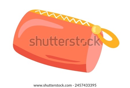 Cosmetic bag in flat design. Compact travel case with zip for makeup products. Vector illustration isolated.