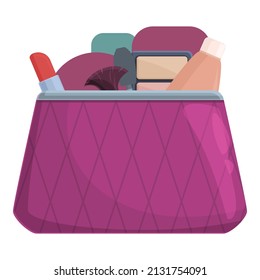 Cosmetic bag icon cartoon vector. Beauty case. Small pouch