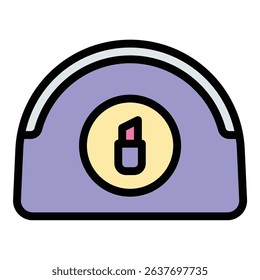 Cosmetic bag icon flat line style illustration representing makeup storage and beauty organization, suitable for travel, fashion, and personal care-related projects