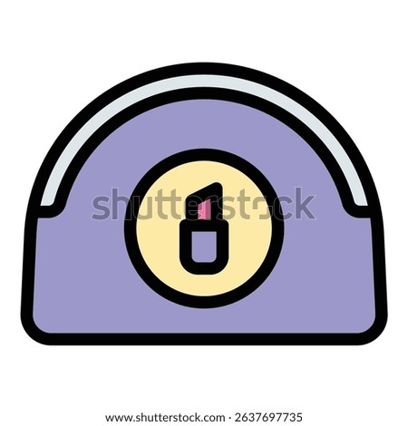 Cosmetic bag icon flat line style illustration representing makeup storage and beauty organization, suitable for travel, fashion, and personal care-related projects