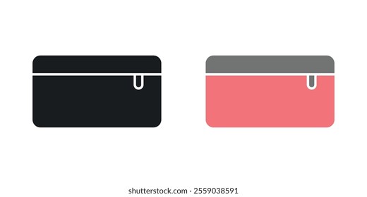 Cosmetic bag icons in black and colored version