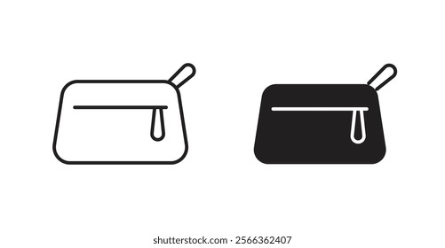 Cosmetic bag icons in line stroke and flat versions
