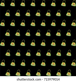 Cosmetic bag pattern wallpaper on black background. Vector illustration. Clip art.