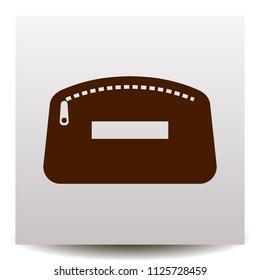 cosmetic bag vector icon on a realistic paper background with shadow .Illustration on  a Flat design style