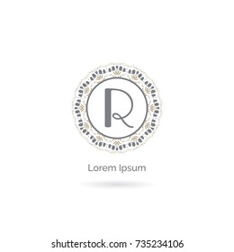 Cosmetic and Beauty brand letter R vector icon. Luxury R letter logo. Vector illustration decorative and ornamental monogram.