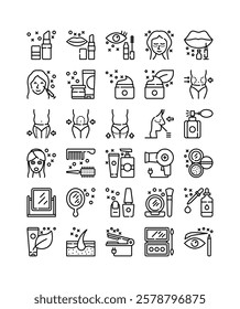 cosmetic beauty line icon set vector illustration