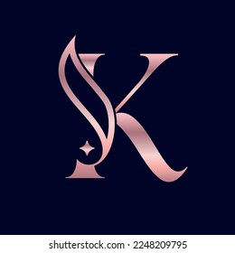 cosmetic beauty logo brand letter K