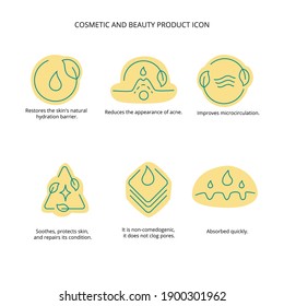 Cosmetic and beauty product icon set for web design. Vector stock illustration isolated on white background.