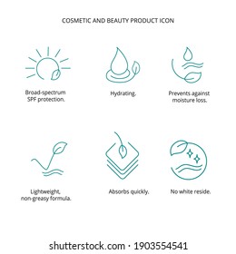 Cosmetic and beauty product icon set for web, packaging design. Vector stock illustration isolated on white background.