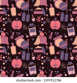 Cosmetic beauty set seamless pattern