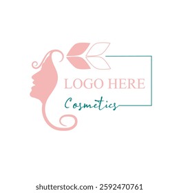 Cosmetic Beauty or spa logo with a female face vector illustration with dummy text on white background.