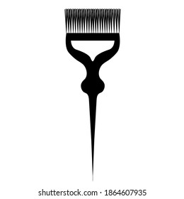 Cosmetic Black Plastic Brush For Hair Coloring. Vector Illustration On White Background.