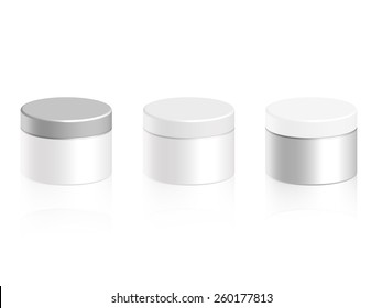 Cosmetic bottle for cream, gel, powder, white color, vector illustration