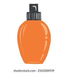 Cosmetic bottle hand drawn flat design element. Vector illustration of beauty product mockup. Vector illustration