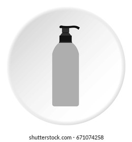 Cosmetic bottle icon in flat circle isolated vector illustration for web