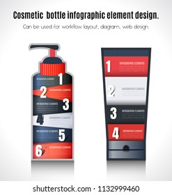 Cosmetic  bottle infographic element design.Can be used for workflow layout, diagram, web design. Business concept with  steps or processes.