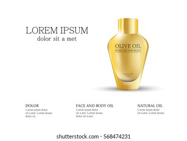 Cosmetic bottle isolated on white,vector illustration.Premium ads,translucent sprayer.Bright background with liquid drip.Closeup color container and toner.Realistic 3D for web site and poster