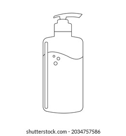 Cosmetic bottle linear icon isolated on white background. Thin black line customizable illustration. Vector.