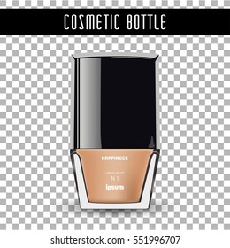Cosmetic bottle for liquid, cream, gel, lotion. Skin care product package, vector illustration.