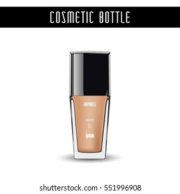 Cosmetic bottle for liquid, cream, gel, lotion. Skin care product package, vector illustration.