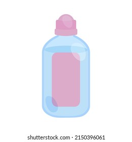 Cosmetic bottle with micellar water, tonic or other cosmetic products and beauty essences with a label without an inscription. Skin care illustration