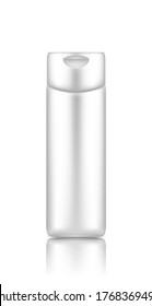 Mockup de botellas cosméticas aisladas de fondo: loción, crema, champú, gel de ducha. Diseño de paquetes de plástico. Higiene en blanco, médico, cuerpo, pelo, plantilla de producto de cuidado facial. 3.ª ilustración vectorial