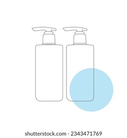 Cosmetic bottle mockup with opened and closed cap isolated on white background. Vector illustration Blank plastic cosmetics container for cream or shampoo