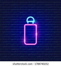 Cosmetic bottle neon icon. Beauty products neon banner design. Cosmetic concept vector Illustration.