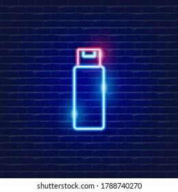 Cosmetic bottle neon icon. Beauty products neon banner design. Cosmetic concept vector Illustration.