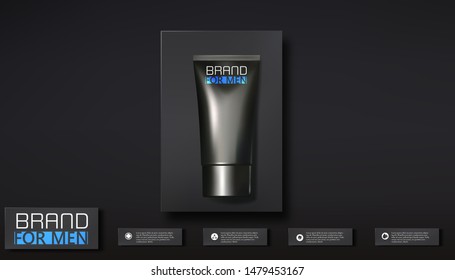 Cosmetic bottle on red and dark red background With paper cut Background Ready To Use Luxury Skin Care , illustration vector.