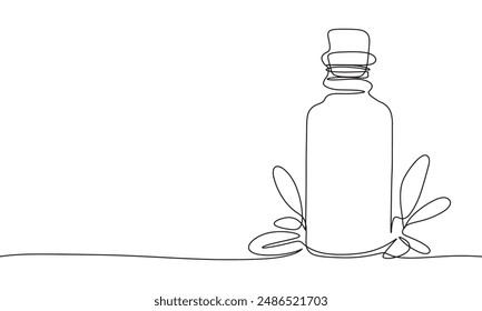 Cosmetic bottle one line continuous. Cosmetic bottle  line art. Hand drawn vector art.