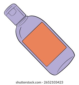 Embalagem de frasco cosmético. Xampu, sabão, tônico. Desenho isolado no fundo branco. ilustração digital colorida desenhada à mão. Adesivo para impressão. Alta resolução. Vetor EPS10 e IPG