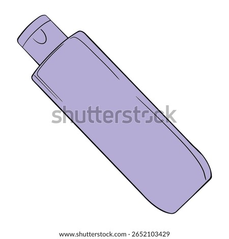 Cosmetic bottle packaging. Shampoo, soap, tonic. Drawing isolated on the white background. Hand drawn colorful digital illustration. Sticker for printing. High resolution. Vector EPS10 and IPG