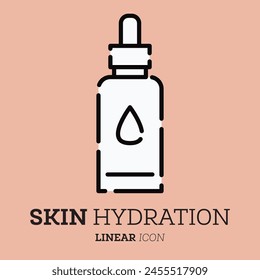 Cosmetic bottle with pipette. Linear icon. Vector illustration. Personal care product. Skin hydration.