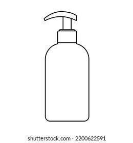 Cosmetic bottle pomp vector illustration. Beauty, bath, medicine and self care concept. shampoo, lotion, soap or cream bottle simple line art icon for beauty store, spa, social media
