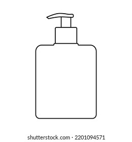 Ilustración vectorial de la botella cosmética. Belleza, baño, medicina y concepto de autocuidado. champú, loción, jabón o botella de crema línea simple icono de arte para tienda de belleza, spa, medios sociales