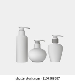 Cosmetic bottle realistic vector template cream clear collection gel design