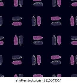 Cosmetic bottle seamless pattern. Background for spa. Repeated texture in doodle style for fabric, wrapping paper, wallpaper, tissue. Vector illustration.