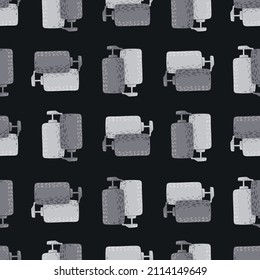 Cosmetic bottle seamless pattern. cosmetics toiletries background. Repeated texture in doodle style for fabric, wrapping paper, wallpaper, tissue. Vector illustration.