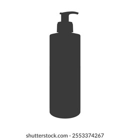 Cosmetic bottle silhouette isolated vector illustration. Body or skincare moisturizer lotion