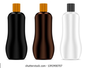 Cosmetic Bottle. Sunblock Cream Package Set. Realistic 3d Blank Container for Shampoo, Gel, Lotion Product. Spa Oil or Milk Package Mockup. Summer Sunscreen Spf and Uva Block. Suntan Oil.