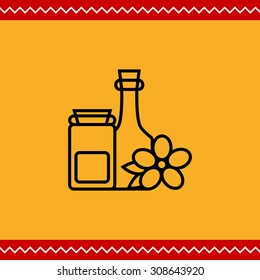 Cosmetic bottles icon