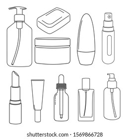 Cosmetic Bottles Line Vector Collection Stock Vector (Royalty Free ...