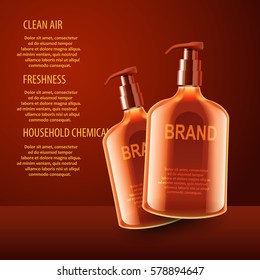 Cosmetic bottles, vector realistic concept. Perfect body care