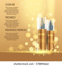 Cosmetic bottles, vector realistic concept. Perfect body care