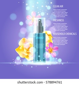 Cosmetic bottles, vector realistic concept. Perfect body care
