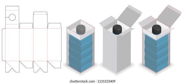 cosmetic box with bottle tube neck lock dieline