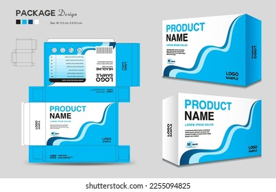 Cosmetic box design, Medical Package design template, Supplements Box Packaging design, Label design, healthcare label, packaging creative idea vector, box outline, 3d box realistic mock-up, vector